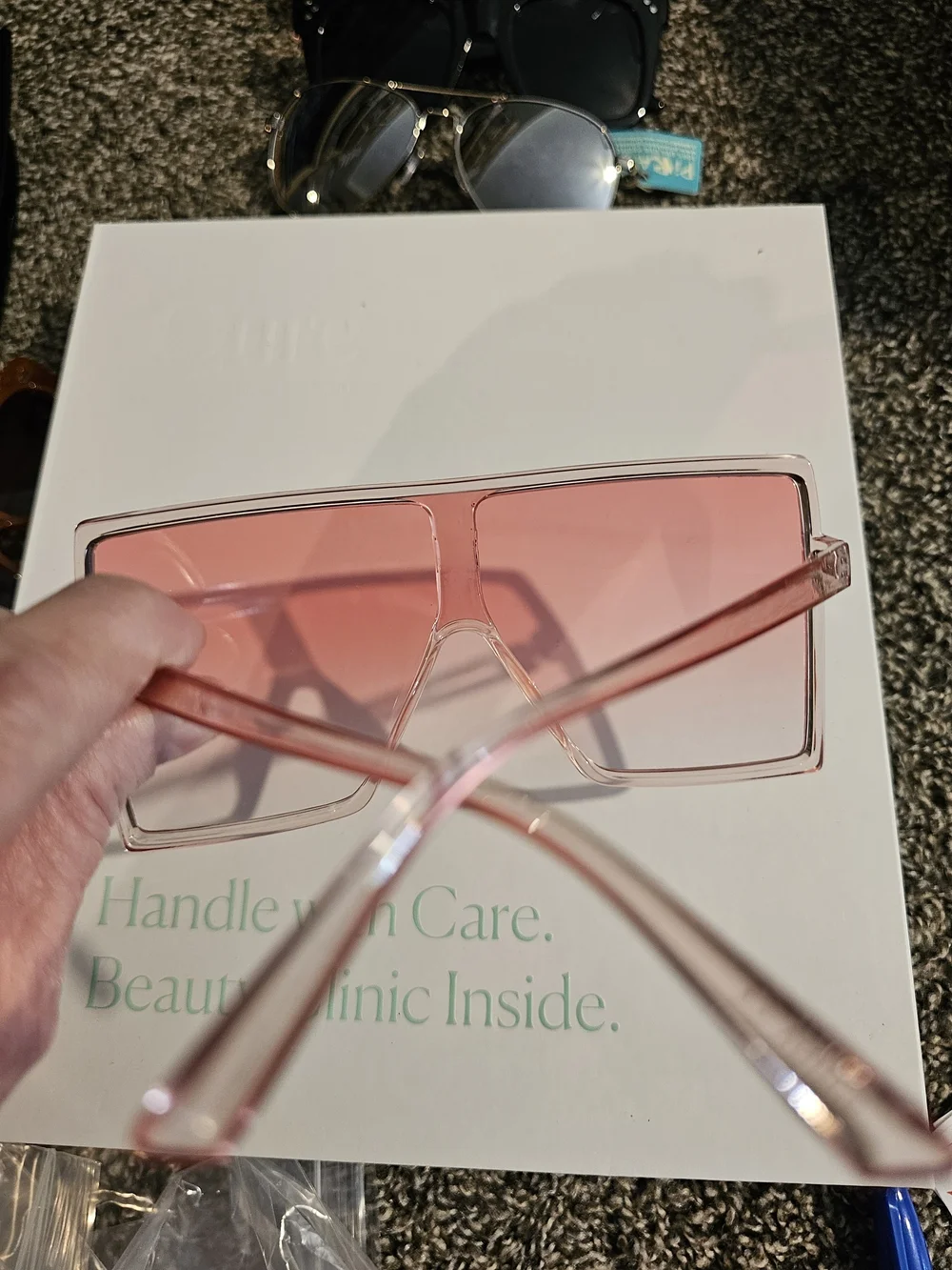 Women's Pink Shield Sunglasses — Slim Visor Style